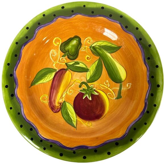 Gates Ware Laurie Gates Vibrant Colorful Art Pottery 9.75" Salad Plates-Set of 3 - Picture 4 of 9